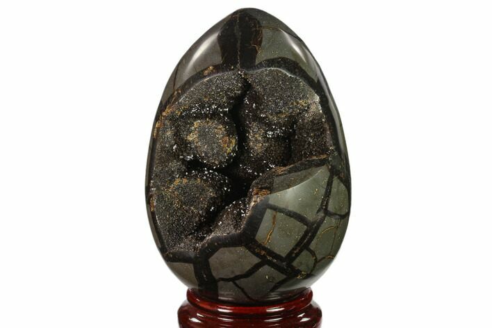 Septarian Dragon Egg Geode - Black Crystals #137911